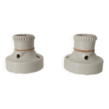 Pair of antique industrial porcelain wall lights