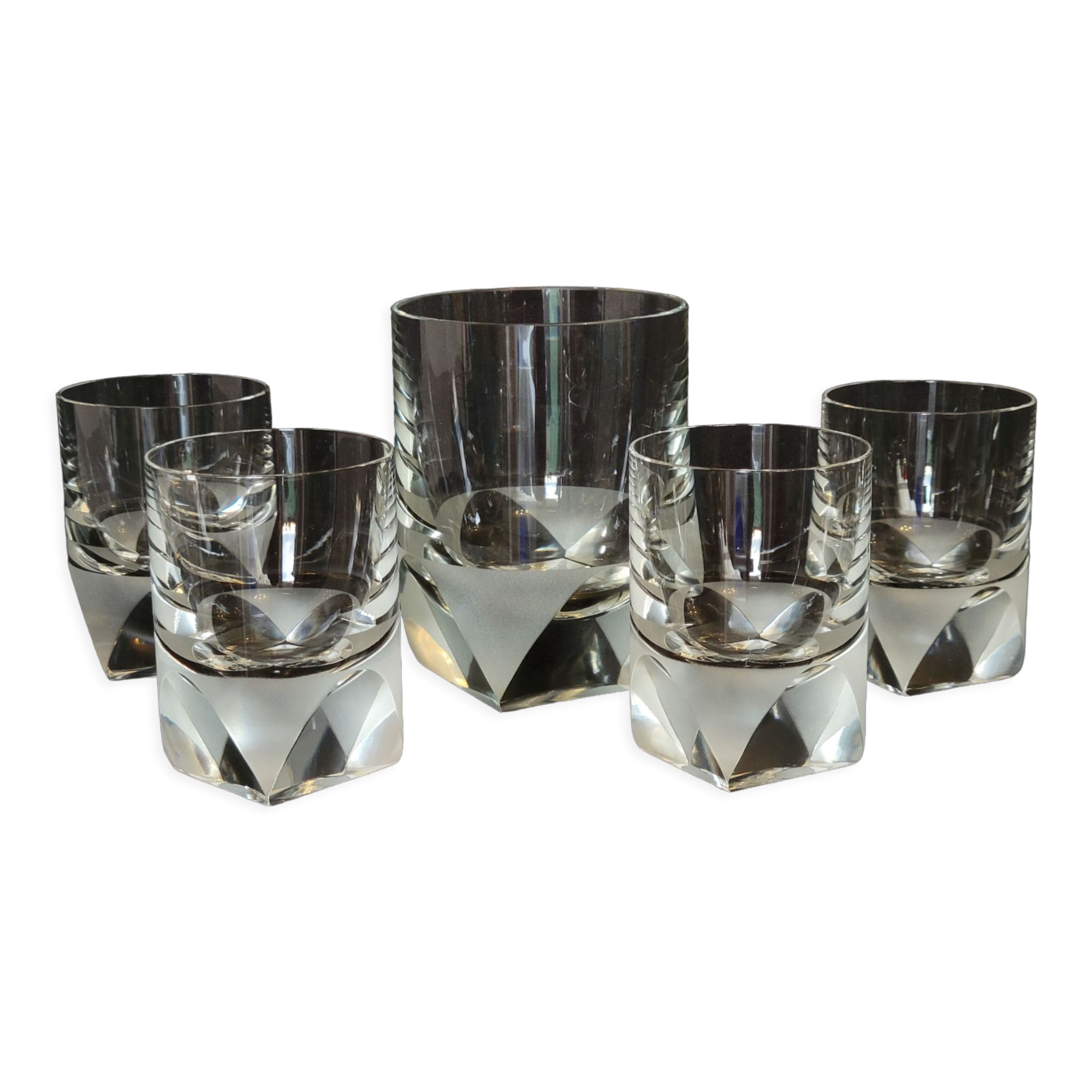 4 Rosenthal crystal whisky glasses + ice bucket + 2 shot glasses