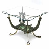 Rectangular Brass and Varnished Metal Coffee Table by Pierluigi Colli, Ital