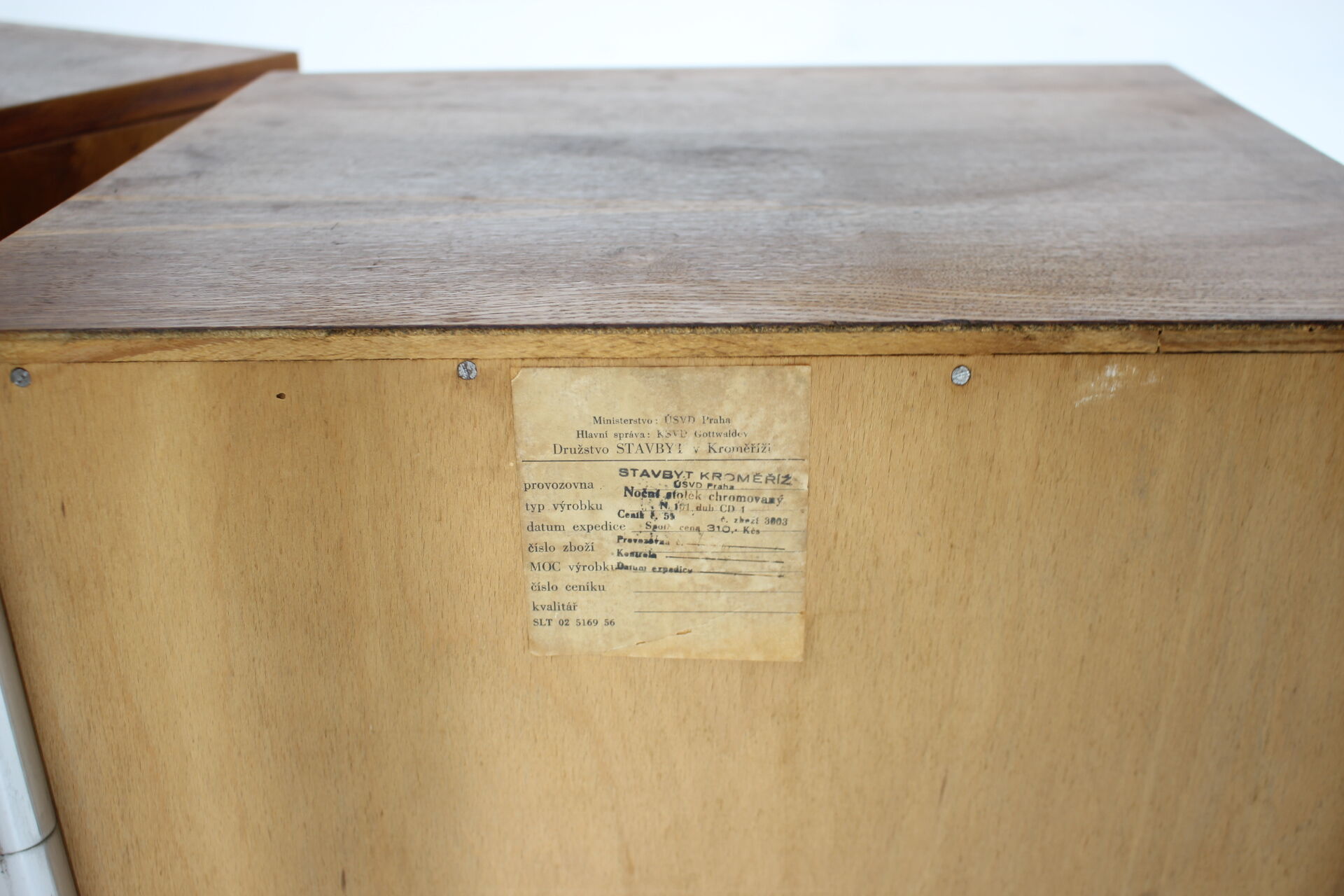 1950s Set of  Oak Bauhaus Mirror Cabinet and Bedside Tables, Czechoslovakia