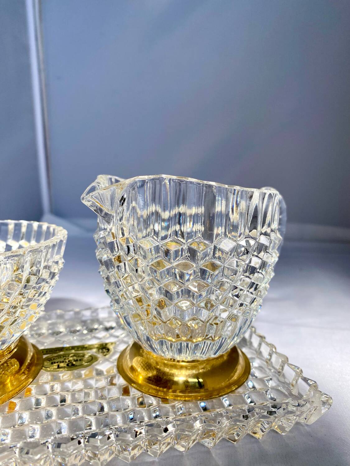 Gold-plated Bohemian crystal coffee set – 1960s/1980s