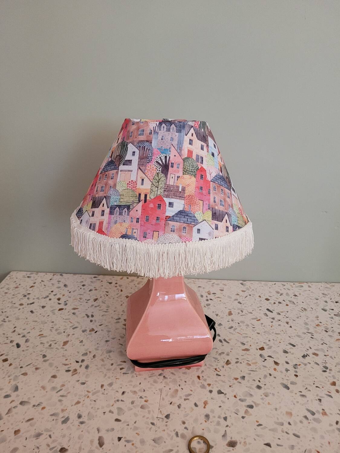 Vintage old pink table lamp