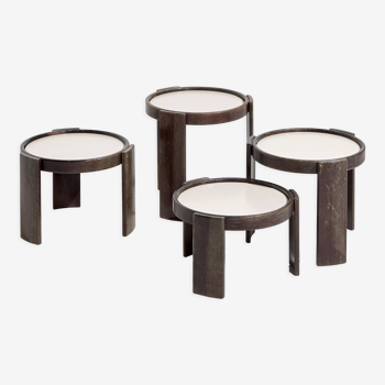 Set of four ‘model 780’ beechwood nesting tables from the 1960s, designed by gianfranco frattini for cassina