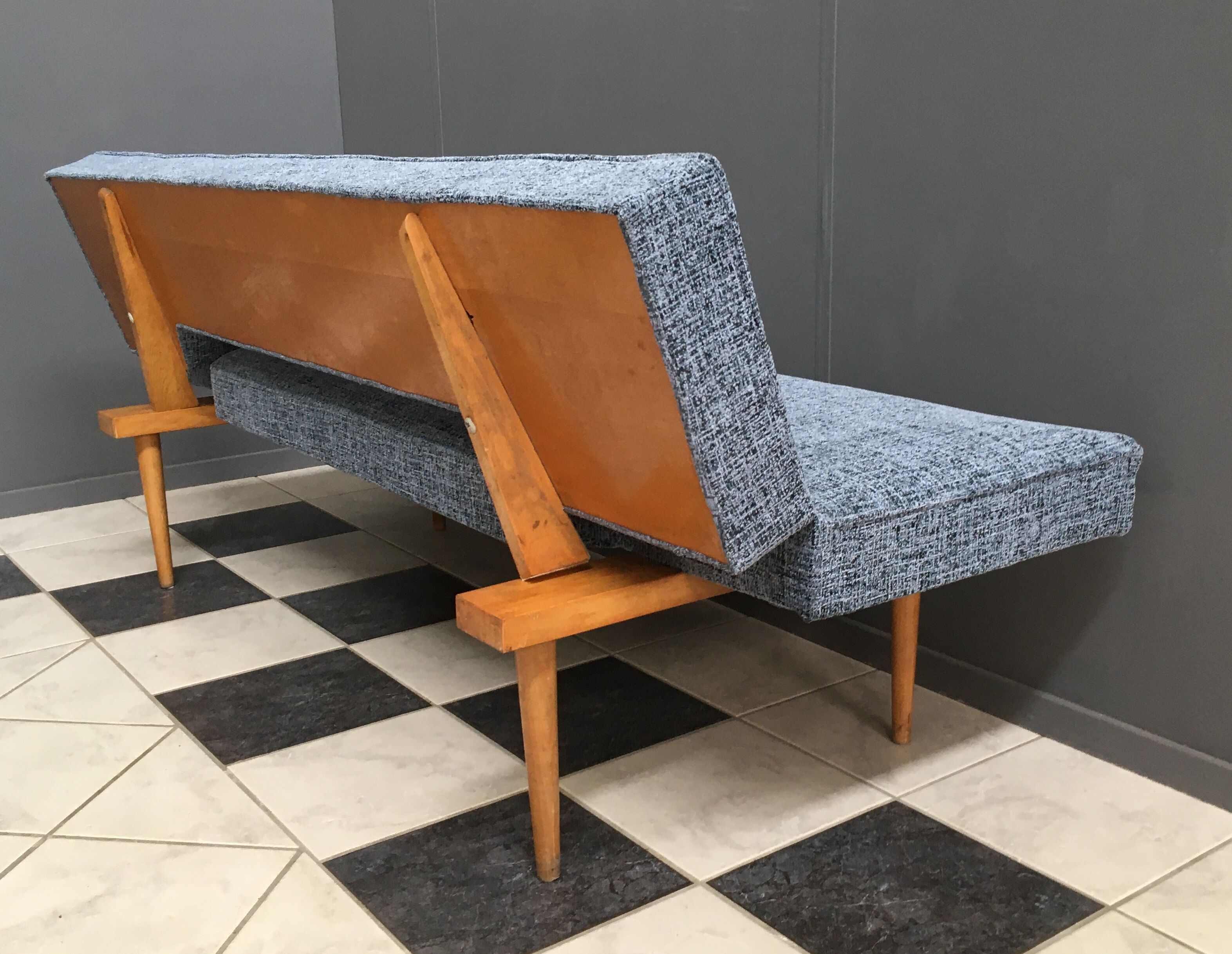 Blue and black fabric daybed Miroslav Navratil, 1960s