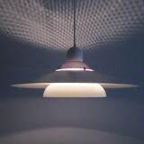 Dansk design white/purple 1980s pendant lamp by Danish Jeka Metaltryk