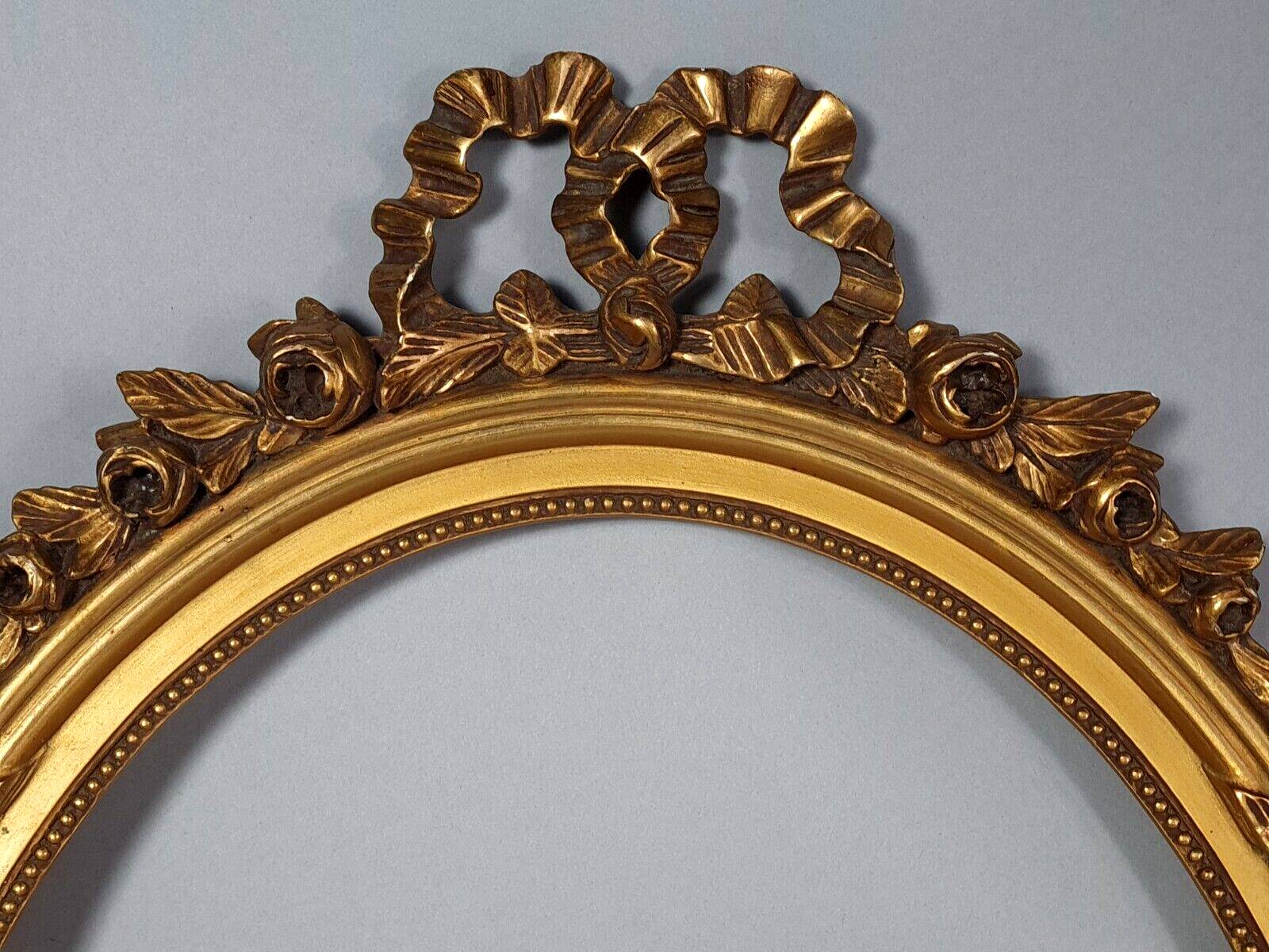 Old oval frame & glass 64x48 rebate 50x40 cm gilded stucco wood gold leaf