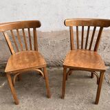 Pair of vintage wooden bistro chairs