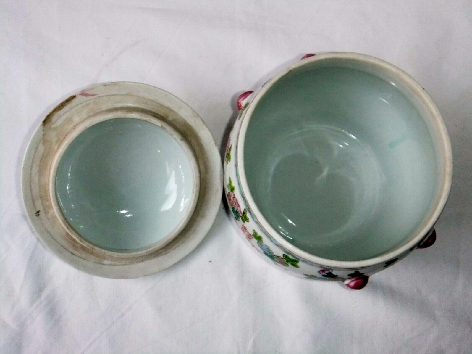 Covered pot with ginger porcelain canton polychrome