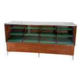 Mid-Century German Display Counter & Showcase in Mahogany & Chrome