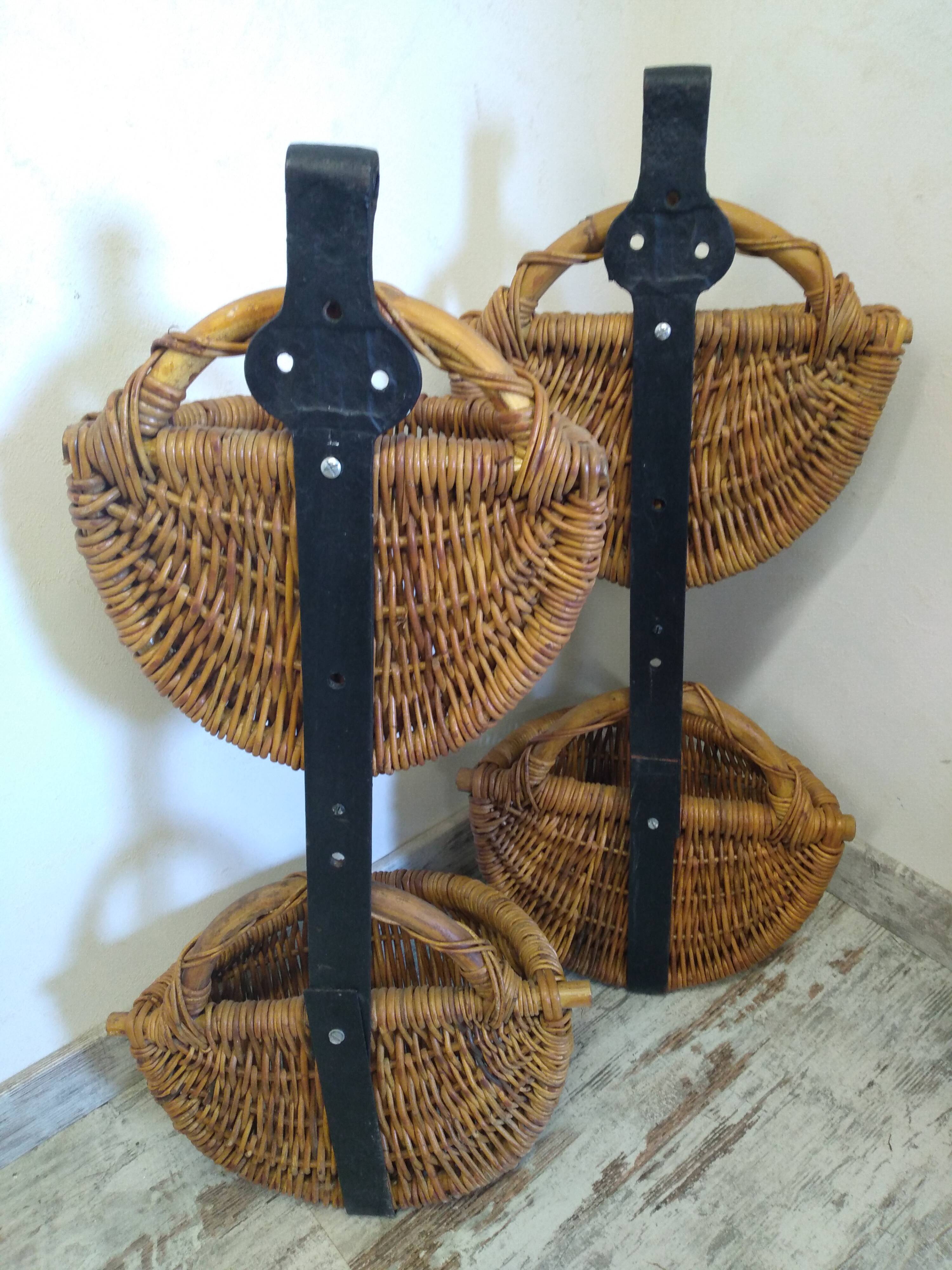 Wicker and wrought iron wall basket