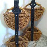 Wicker and wrought iron wall basket