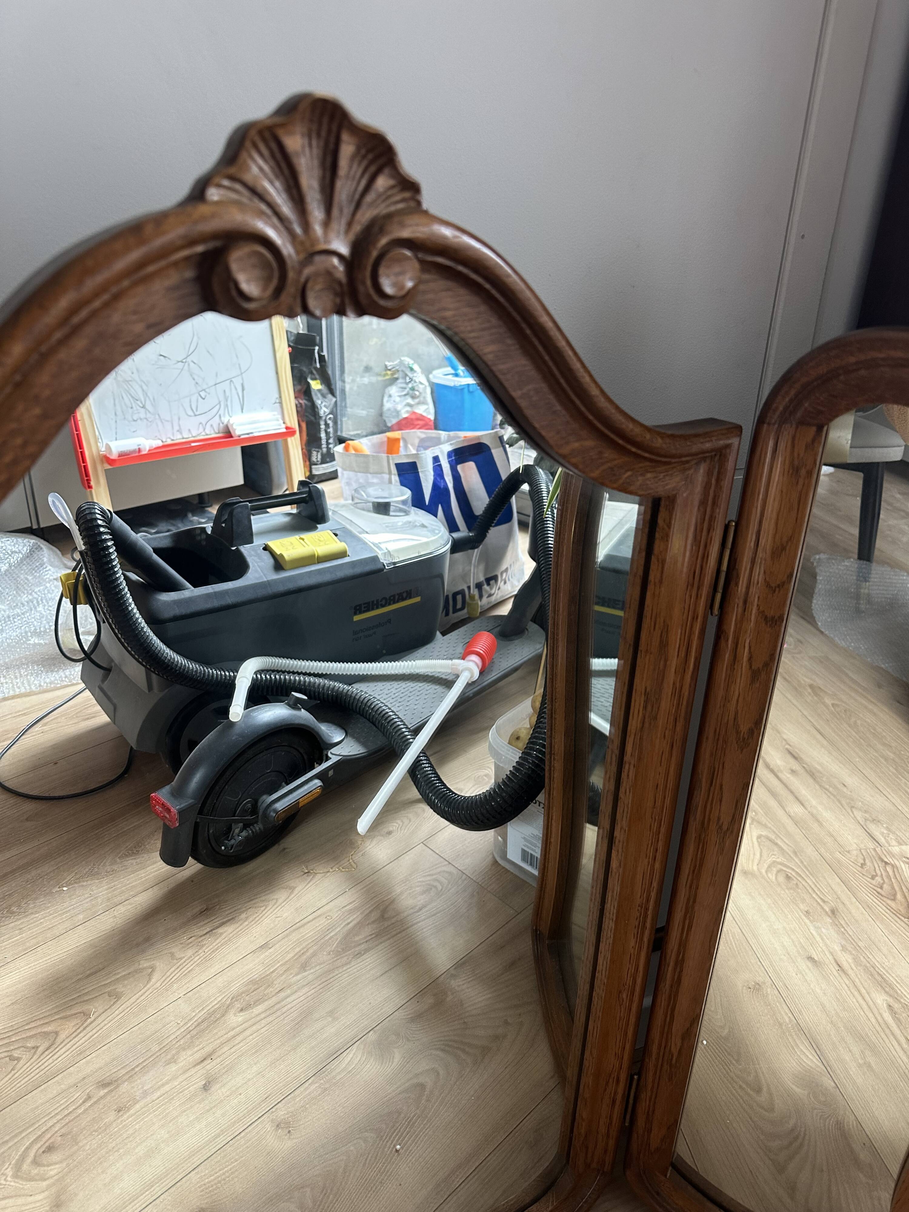 Art Deco style solid wood triptych mirror