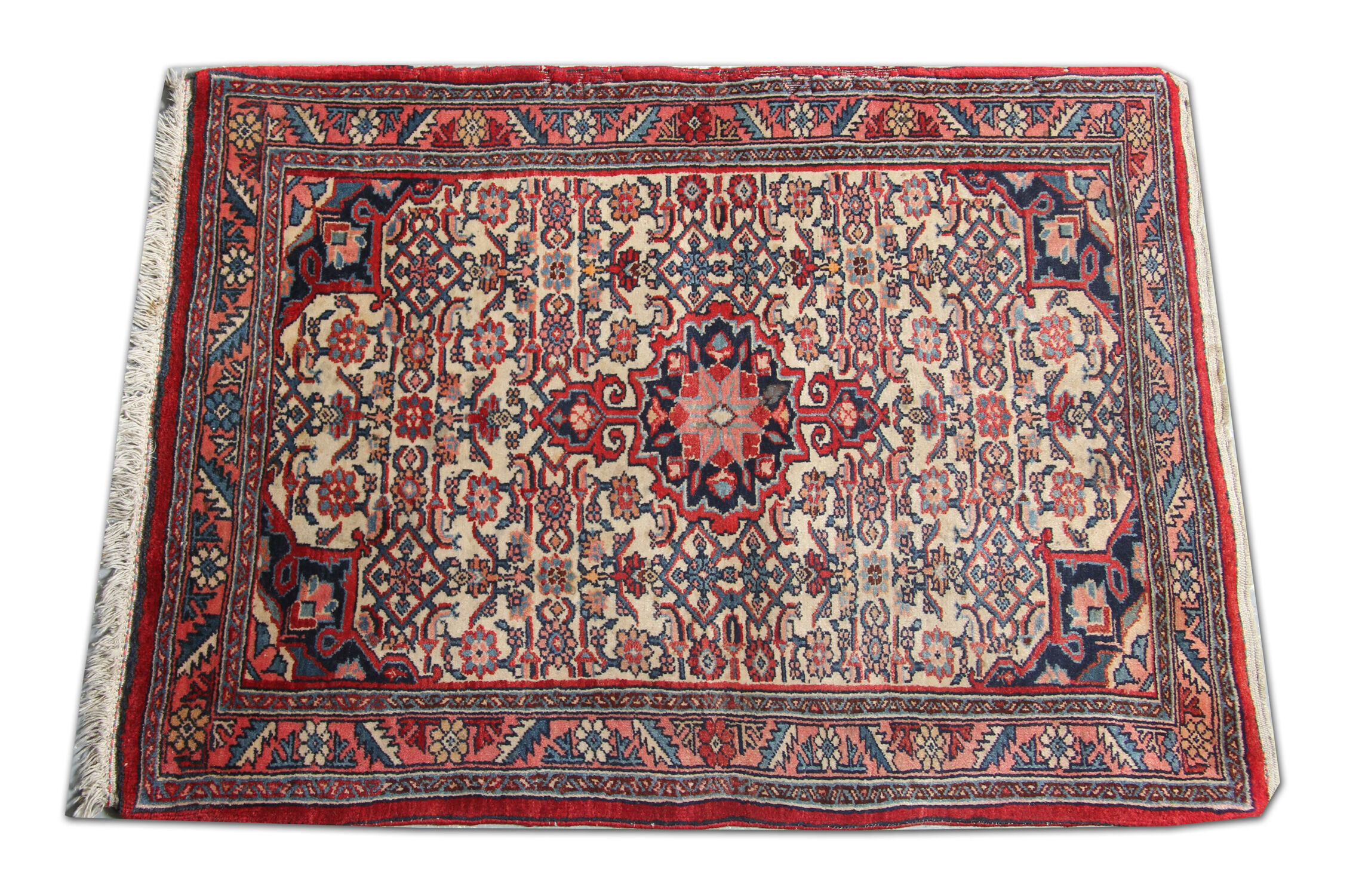 Handmade Persian Rug Antique Sarough Carpet 62x103cm