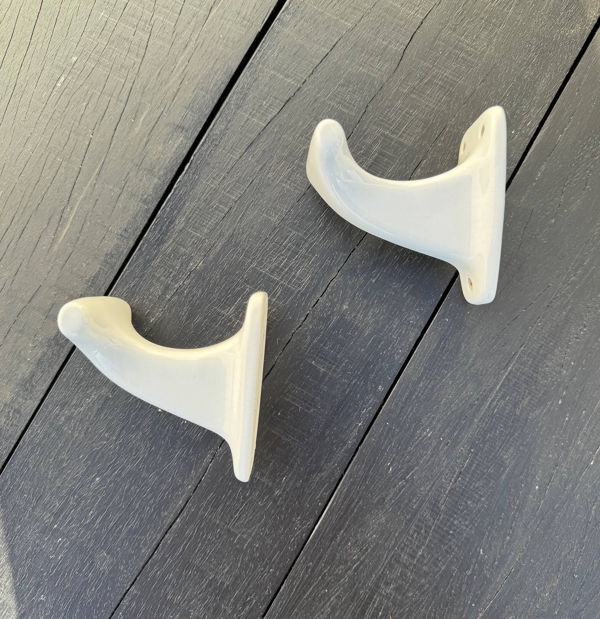 2 old porcelain coat hooks