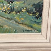 Swedish Oil on Canvas – “Farms with Grazing Cows” by Hjalmar Lindblom