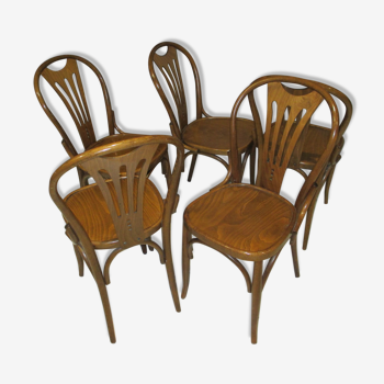 Suite de 5 chaises de bistrot vintage