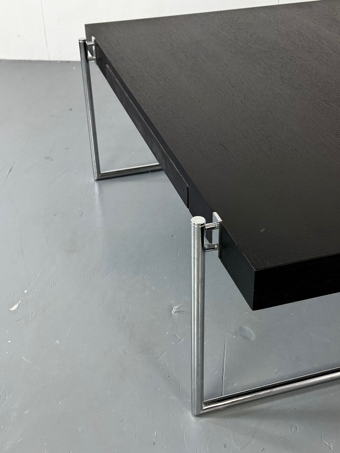 Bauhaus style black solid wood and tubular steel coffee table, Germany