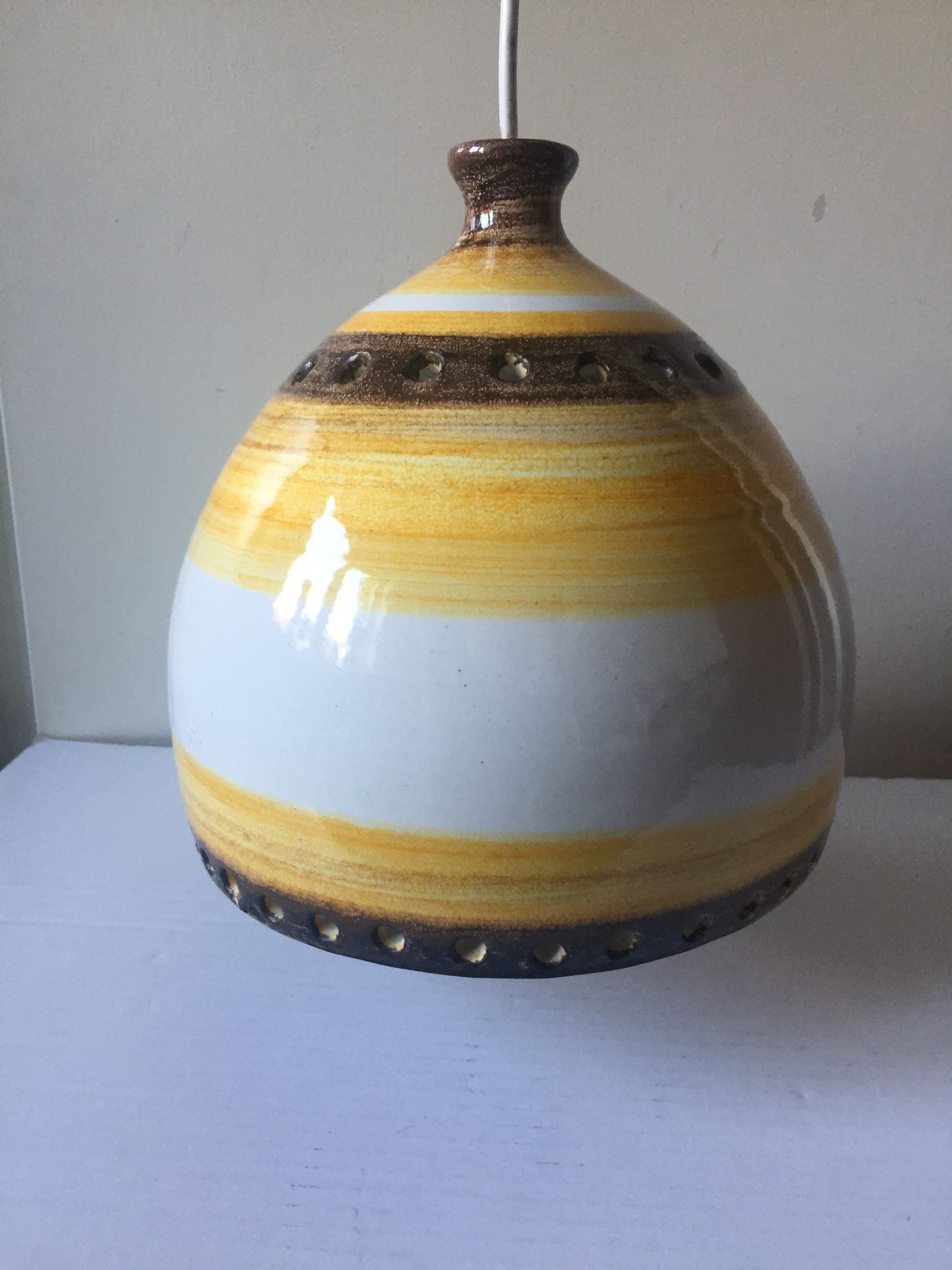 Danish 1960s Glazed Stoneware Pendant Lamp