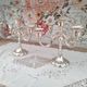 Set of 2 5-branched candlesticks in silver metal Versilbert 1950s