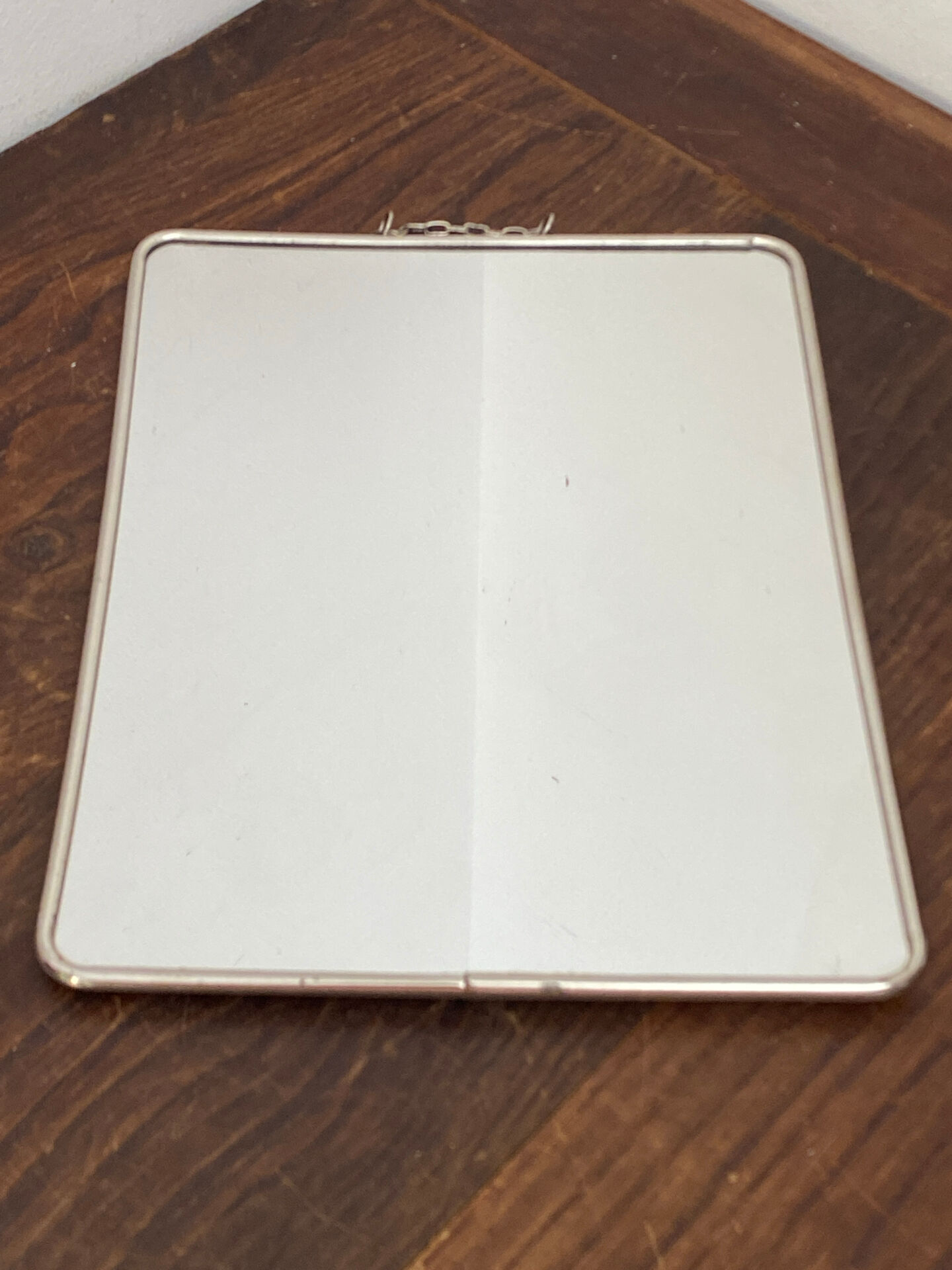 Silver-plated wall-mounted barber mirror