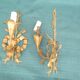 Pair of wall lamps gold patinated vintage metal