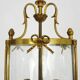 Old Louis XVI style vestibule lantern pendant light in brass and glass with 3 lights