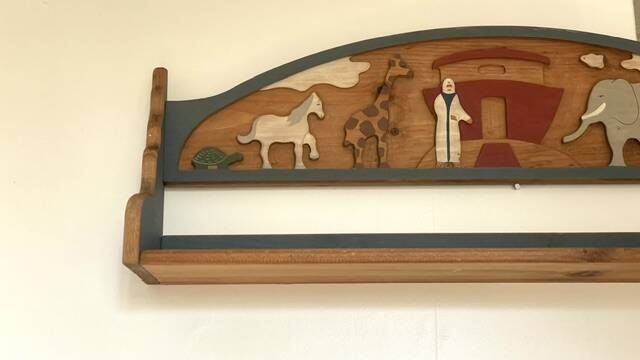 Vintage solid wood noah's ark shelf