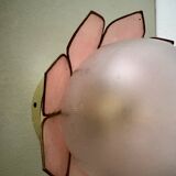 Vintage pink mother-of-pearl wall lamp with frosted glass globe
