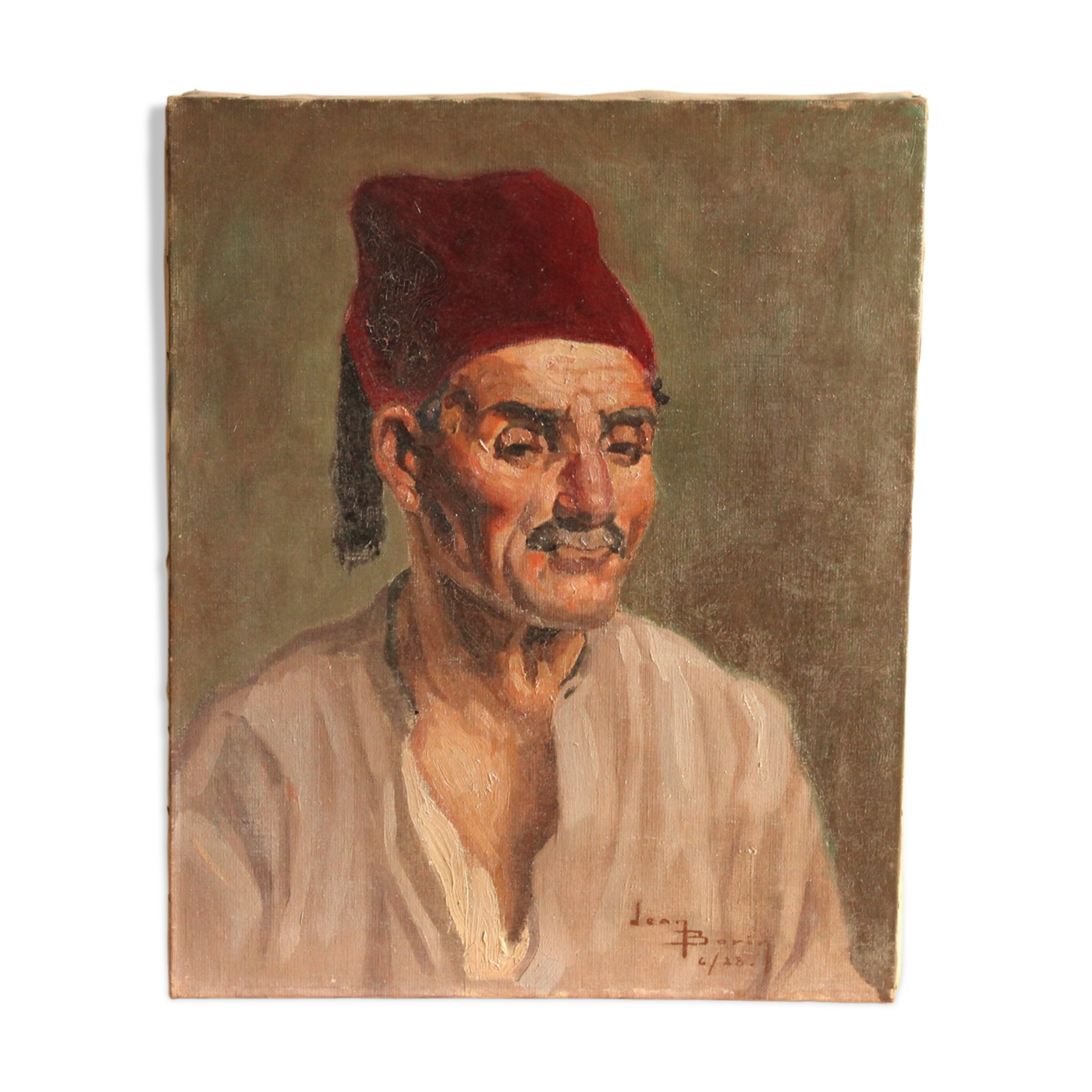 Portrait Maghrebin man 20th signed Jean Borin