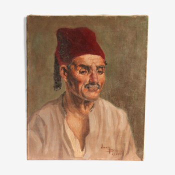 Portrait Maghrebin man 20th signed Jean Borin