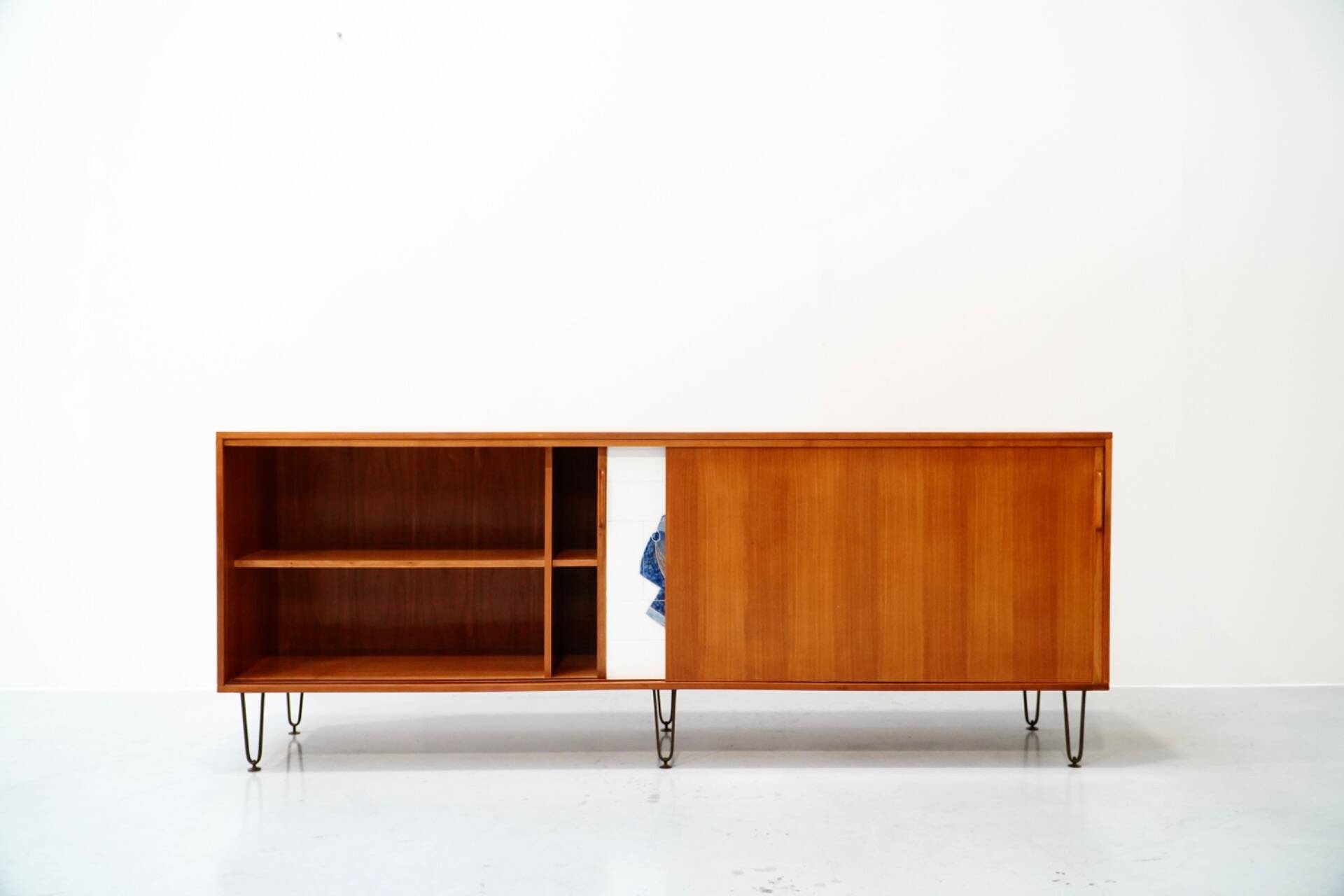 Alfred Hendrickx, Sideboard with Ceramic Art by Willy Meysmans