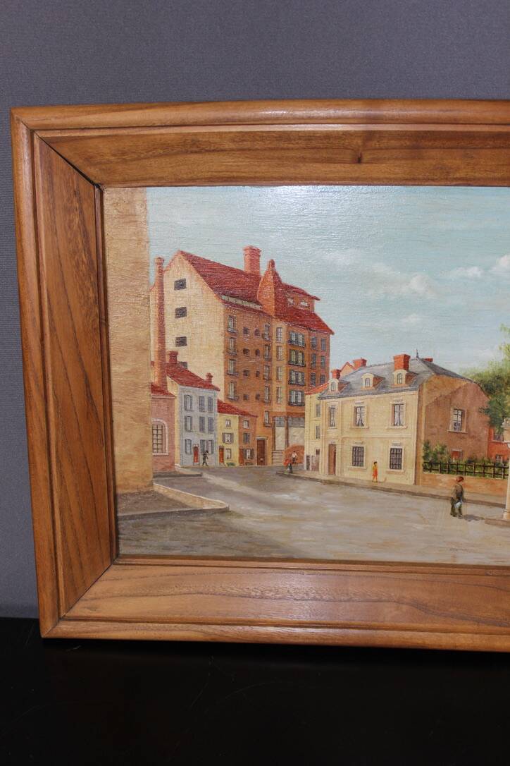 Oil On Panel, Street Lively By Bravo 1944