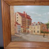 Oil On Panel, Street Lively By Bravo 1944