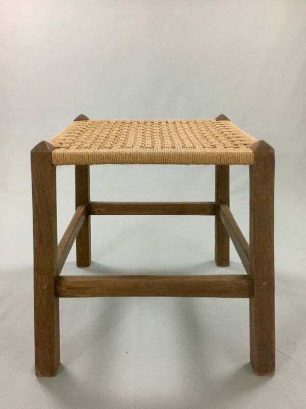 Tabouret Art & crafts chêne et corde