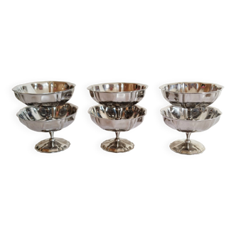 Set of 6 ice cream or sorbet cups on foot, in 18/10 stainless steel (ref 15)