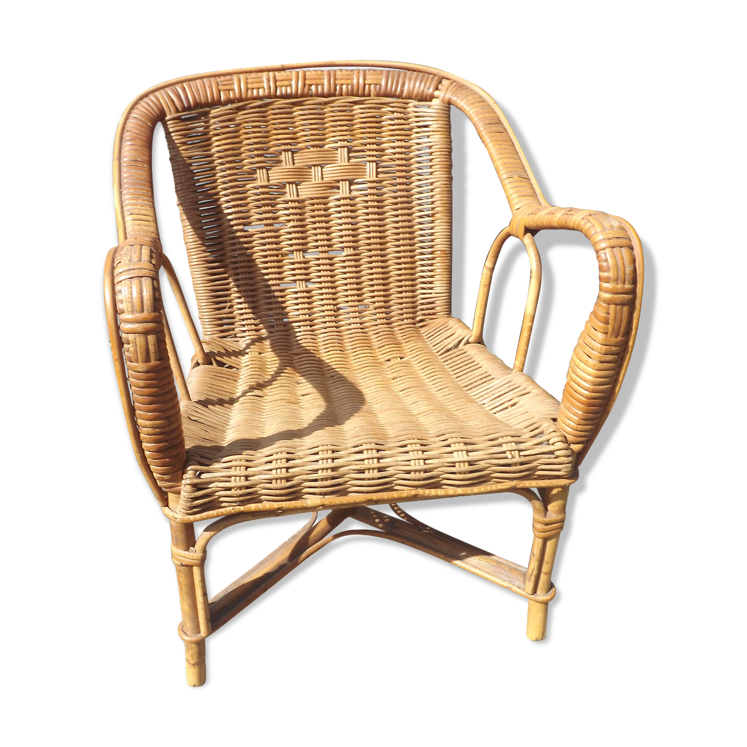 60' vintage children's rattan chair