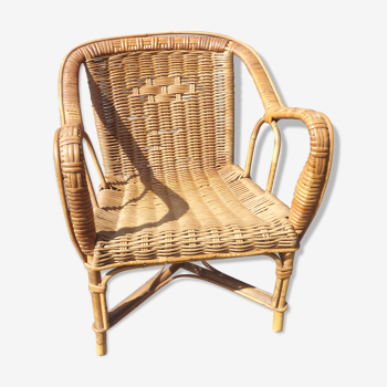 60' vintage children's rattan chair