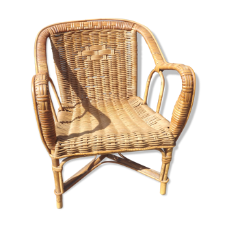 60' vintage children's rattan chair