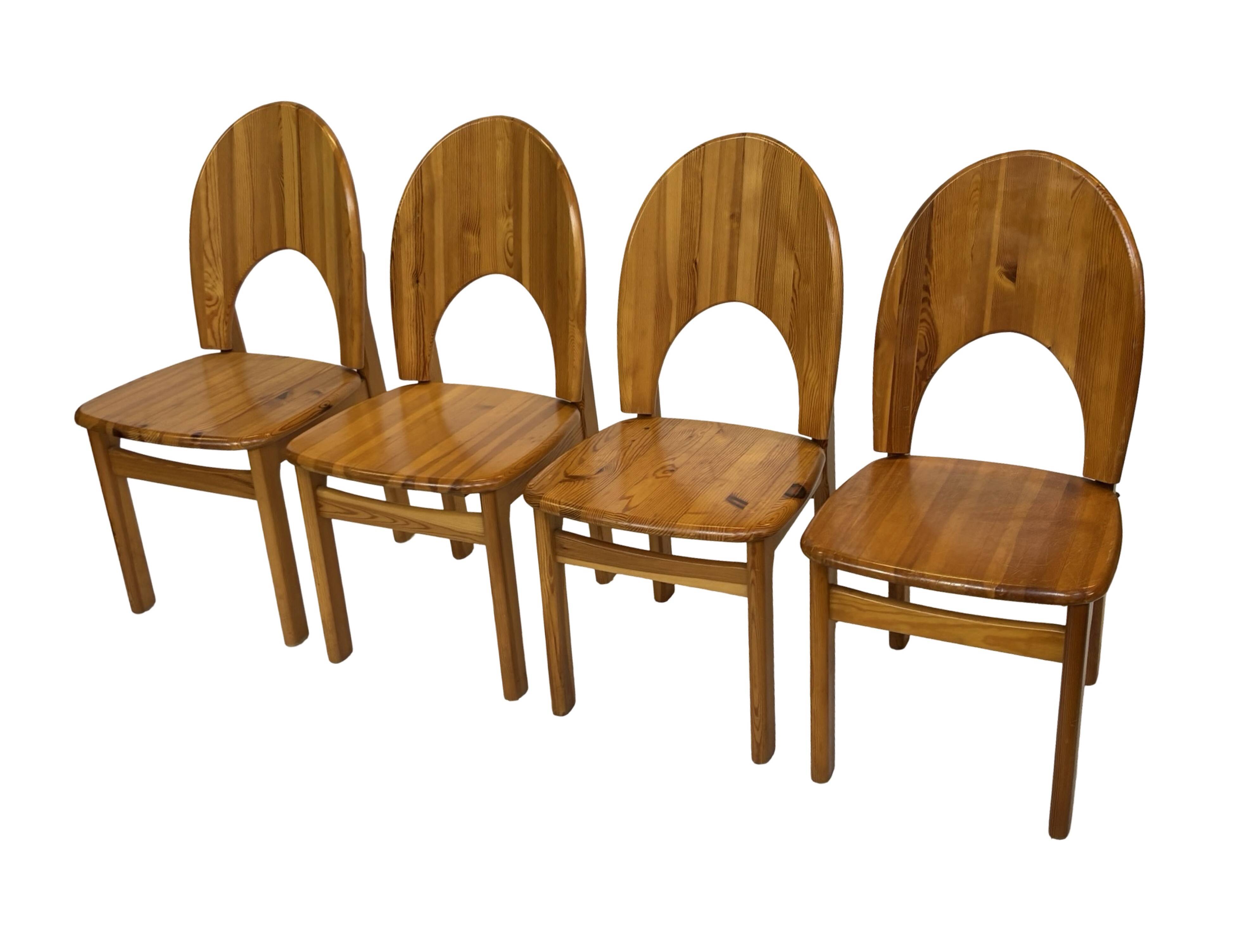 Vintage set of four pinewood chairs Rainer Daumiller minimalist design