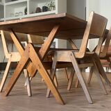 Table à manger pied compas dans le goût de Pierre Jeanneret