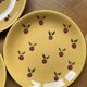 Hand painted yellow peach pattern plates - portugal