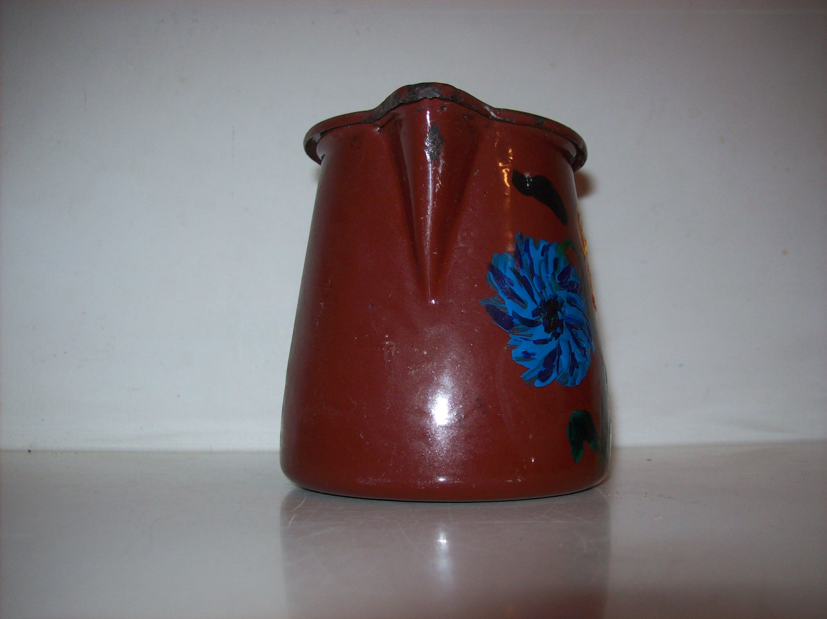 Painted enamelled teapot