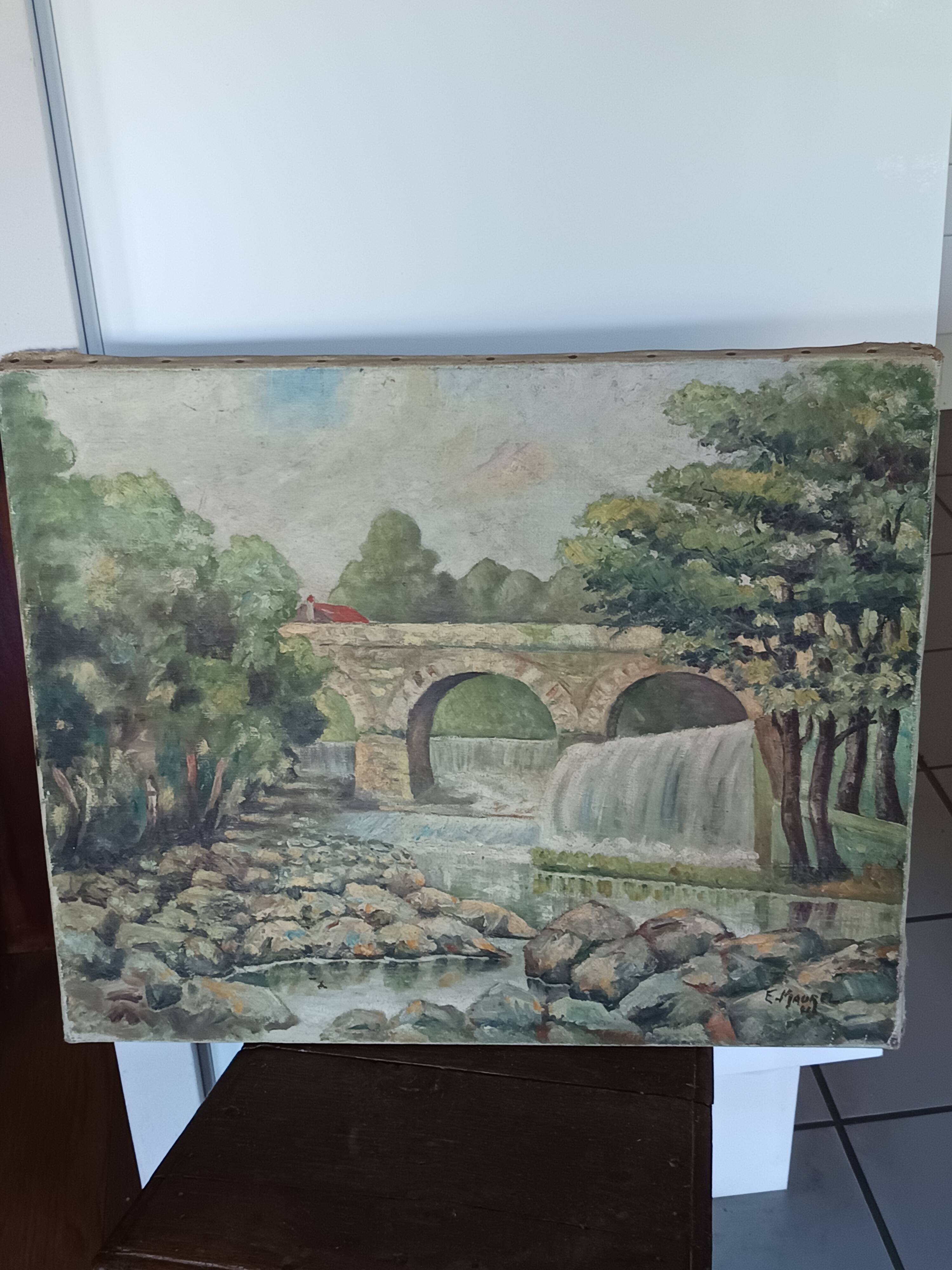 Oil on canvas, signed Francis Maurel, Provençal painter, 1941