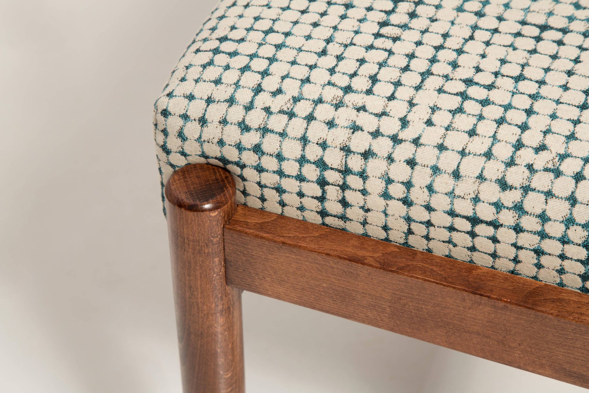 Vintage white and aqua mid-century stool, Edmund Homa, 1960s