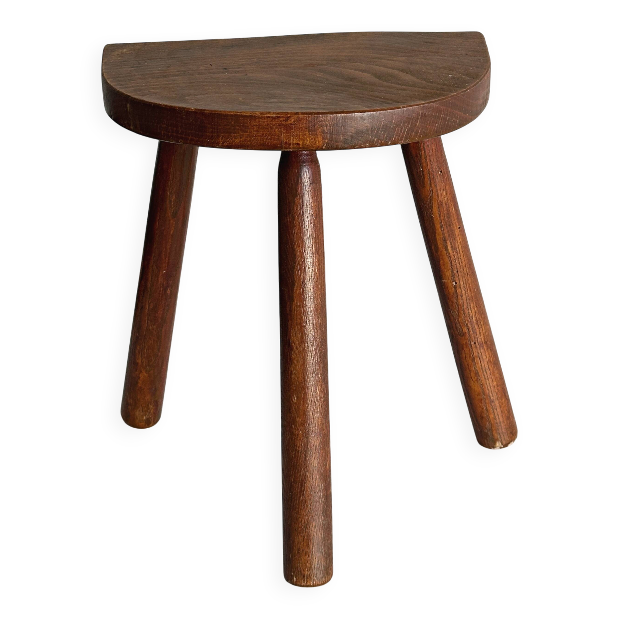 Tabouret tripode bois verni ancien