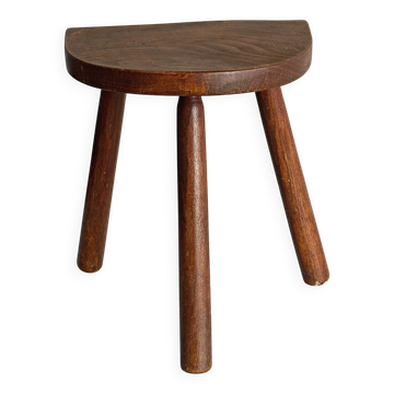 Antique varnished wooden tripod stool