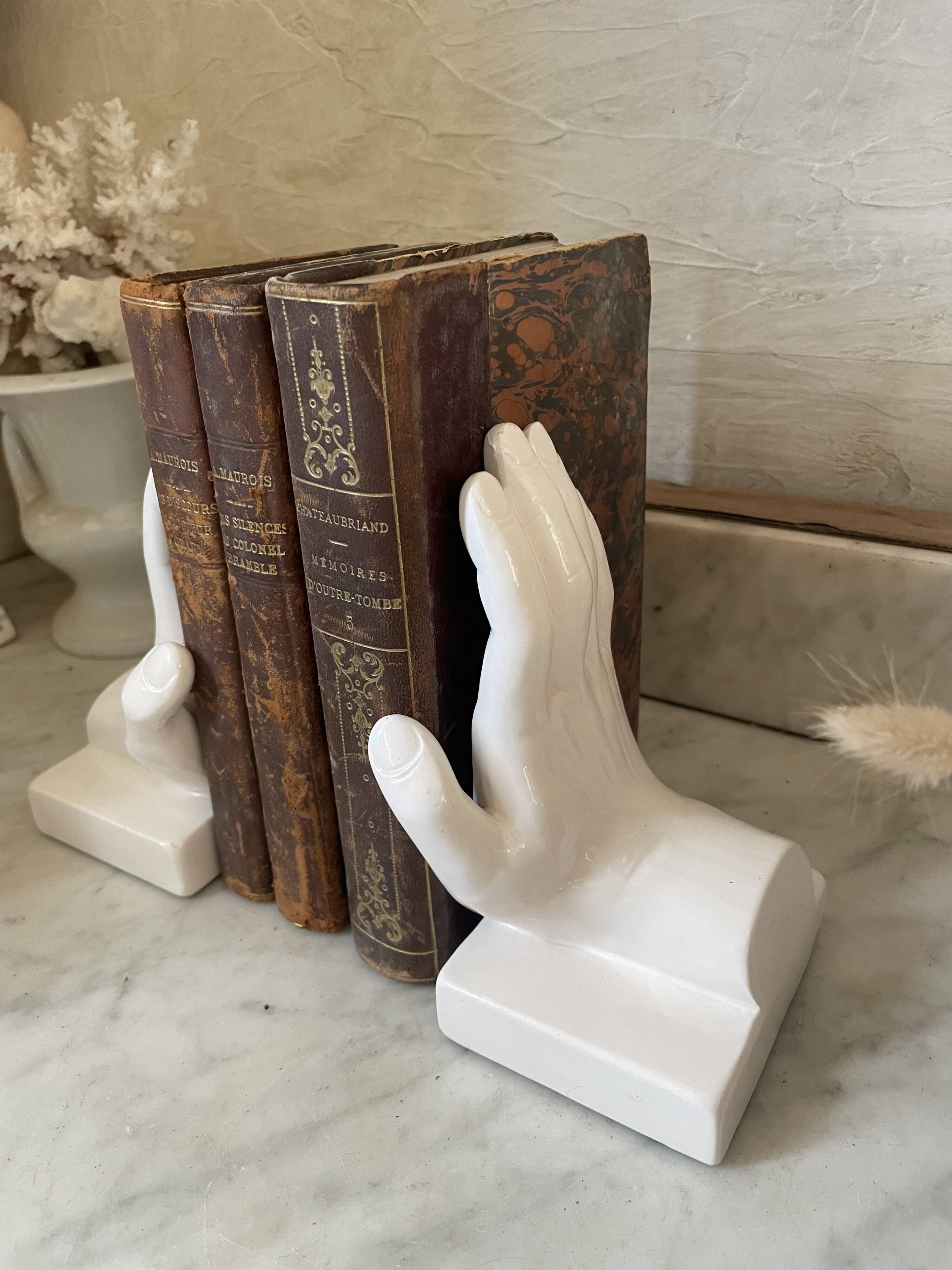 VAGA International ceramic bookends, hand-shaped, 1980s.
