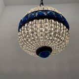 Crystal Beaded Bronze Light Pendant 1950’s