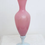 Vase rose pied verre de lait torsadé