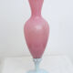 Pink vase foot twisted milk glass